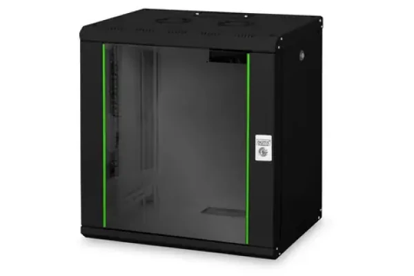 Digitus Unique černá / Nástěnný rozvaděč / 19" / 12U / 643x600x450 mm / aktivní chlazení (DN-19 12-U-SW)