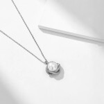 Náhrdelník s pravou perlou a zirkony Agathe - stříbro 925/1000, Stříbrná 39 cm + 5 cm (prodloužení) Bílá