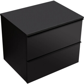 CERANO - Koupelnová skříňka Velora - černá matná, úchytka černá + deska pod umyvadlo Navira Slim - 18 mm - 60x54,8x46,5 CER-664762