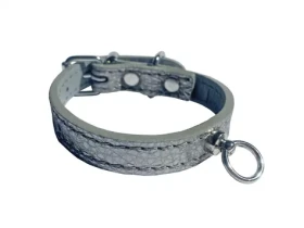 Huhubamboo Metal obojek titanový XS / Obojek pro psy / Pro chrty / 14 mm x 16-22 cm / Hovězí kůže (355434)