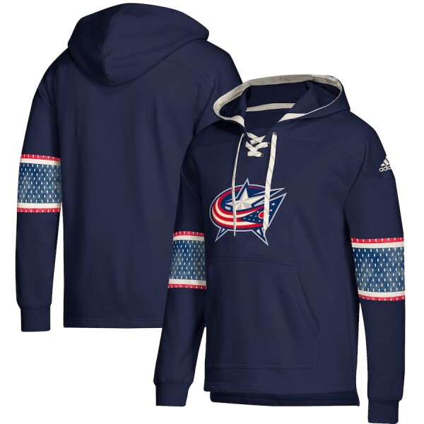 Pánská Mikina Columbus Blue Jackets Adidas Jersey Lace-Up Pullover Hoodie Velikost: