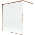 MEXEN/S - Rox vanová zástěna 2-křídlová posuvná 140 x 150, transparent, růžové zlato 8C9-140-003-60-00