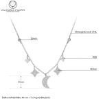 Náhrdelník Swarovski Elements Moon&Star - chirurgická ocel, Stříbrná 40 cm + 5 cm (prodloužení)