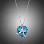 Stříbrný náhrdelník Swarovski Elements Amorino - stříbro 925/1000, Modrá 55 cm + 5 cm (prodloužení)