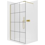 CERANO Sprchová zástěna Walk-in Onyx Cube L/P - 8 mm - hranatá vzpěra - zlatá, industriální sklo - 120x200 cm