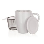 Banquet Keramický hrnek s víčkem a nerezovým sítkem BONNET 350 ml bílý