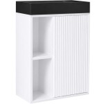 CERANO - Umyvadlová skříňka pro WC Sofia - bílá matná + umyvadlo z litého mramoru Sofia - černá matná - 50x70x25 CER-455058