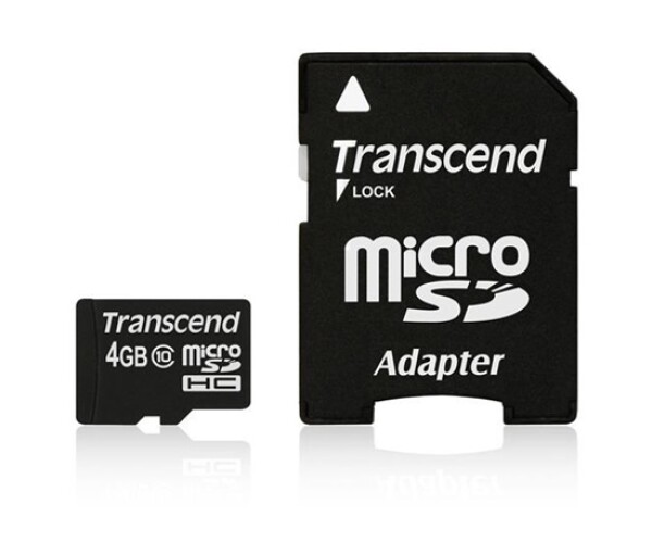 TRANSCEND MicroSDHC karta 4GB Class 10 + adaptér EDF_325070
