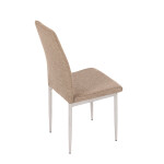 Židle jídelní, béžová látka, šedé kovové nohy