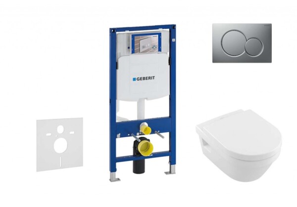 GEBERIT - Duofix Set předstěnové instalace, klozetu a sedátka Villeroy & Boch, tlačítka Sigma01, DirectFlush, SoftClose, CeramicPlus, matný chrom 111.300.00.5 NB3