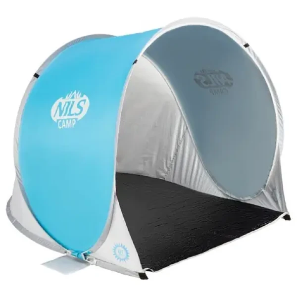 NILS Camp NC3173 modro-šedý / Samorozkládací plážový stan / 110 x 140 x 110 cm / Vodní sloupec: 1000 mm (5907695593204)