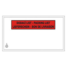 Samolepicí obal na doprovodnou dokumentaci, 230x130mm, PACKING LIST | RAJA