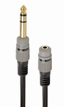 Gembird audio adaptér 6.35 mm M na 3.5 mm F / délka 0.2m / zlacený konektor / černá (A-63M35F-0.2M)