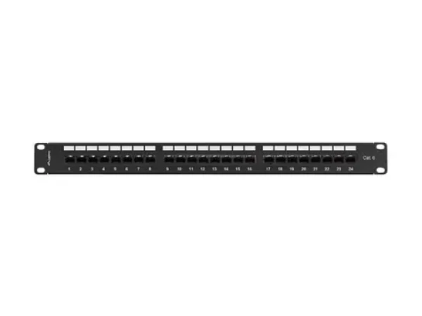 Lanberg 24 port 1U / Patch panel / 19" / Cat.6 UTP / černý / s organizérem kabelů (PPU6-1124-B)