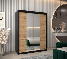 Šatní skříň Abi T1 Barva korpusu: Černá, Rozměry: 150 cm, Dveře: Dub artisan