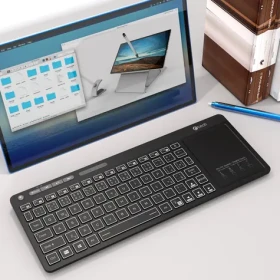 C-TECH WLTK-03 černá / Bezdrátová klávesnice s touchpadem / Bluetooth 5.0 + 2.4 GHz / USB-C / LED (WLTK-03)