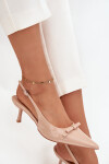 Lakované lodičky na jehlovém podpatku s mašličkou Nude Olvena 40