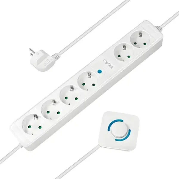 LogiLink LPS271 bílá / Prodlužovací přívod / 6 zásuvek / 1,5 m / nožní vypínač (LPS271)
