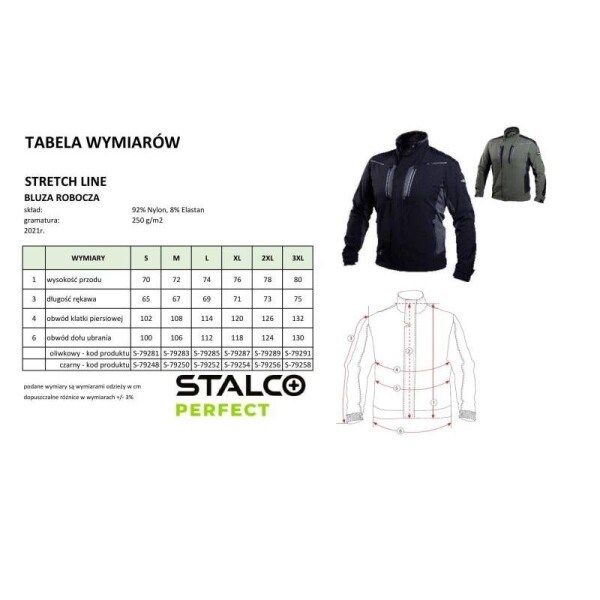Blůza pracovní STRETCH LINE, S/48, černá, STALCO PERFECT