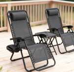 Sada 2 polohovacích zahradních židlí se stolem - šedá