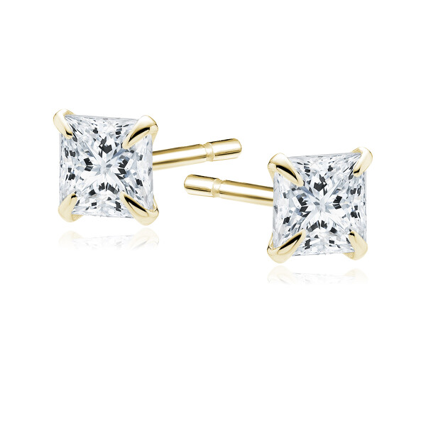 LUNICA Stříbrné zlacené náušnice SQUARE 3mm 1057