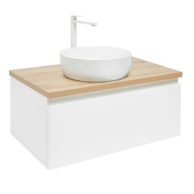 Koupelnová skříňka s krycí deskou SAT B-WAY 79x30x45 cm bílá lesk BWAY80WDOAKU2B BWAY80WDOAKU2B