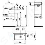 Laufen - Pro S Umývátko, 480x280 mm, 1 otvor pro baterii vpravo, bílá H8159540001041