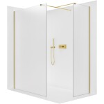 CERANO Sprchová zástěna Walk-in Onyx T L/P - 8 mm - hranatá vzpěra - zlatá, mléčné sklo - 100x100x200 cm