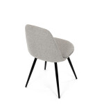 Židle jídelní, krémová látka, 360° otočný mechanismus, černý matný lak, kovové nohy