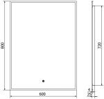 MEXEN - Erma zrcadlo s osvětlením 60 x 80 cm, LED 6000K, černý rám 9814-060-080-611-70