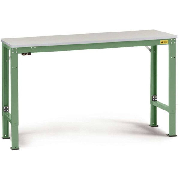 Manuflex LU7038.6011 ESD ESD pracovní stůl univerzální speciální základní stůl s Melaminplatte, Šxhxv = 1250 x 800 x 725-1025 mm rezedově zelená (RAL 6011)