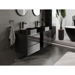 MEXEN/S - Orio koupelnová skříňka pod umyvadlo 50 cm s deskou, 2 zásuvky, černá lesk 91A10-05047-2-BFFC70