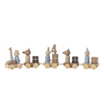 Bloomingville Dřevěný narozeninový vláček / svícen Junaid 38 cm, multi barva, dřevo