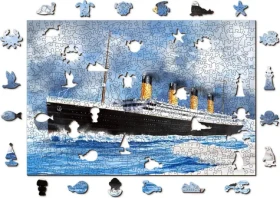 WOODEN CITY Dřevěné puzzle Titanic 2v1 - 505 dílků EKO