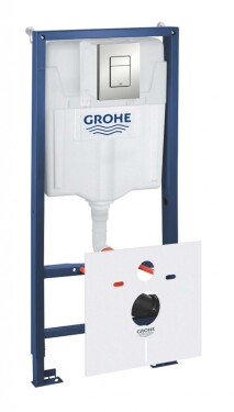 GROHE - Rapid SL Předstěnová instalace s nádržkou pro závěsné WC, souprava Fresh a tlačítko Skate Cosmopolitan, matný chrom 39449000