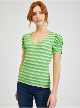 Orsay Žluto-zelené dámské pruhované tričko dámské