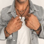 Korálkový náhrdelník Andreé - 6 mm Jaspis pískový, Hnědá 45 cm