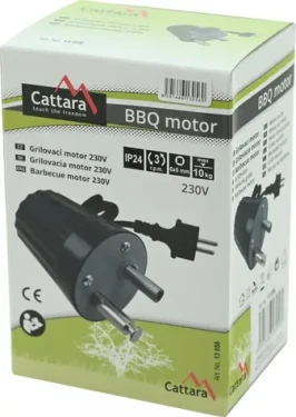 Cattara Grilovací motorek na rožeň 230V / Grilovací motorek / Nosnost 10 kg / Uchycení 6x6 mm / 2–2,4 ot./min