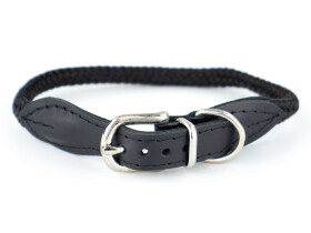 Rope obojek pro psa z lana | 32 - 39 cm Barva: Černá, Obvod krku: 32 - 35 cm
