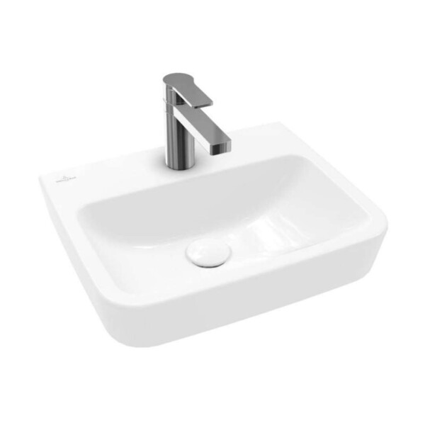 VILLEROY & BOCH - O.novo Umývátko na desku, 45x37 cm, bez přepadu, otvor pro baterii, AntiBac, CeramicPlus, alpská bílá 43444LT2