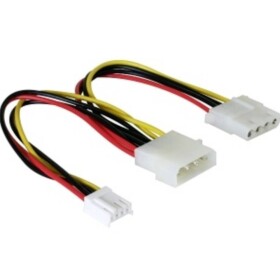 Delock Napájecí kabel Molex 4pin (M) - Molex 4 pin (F) + 4 pin Floppy 0.2m (82111)