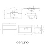 CERANO - Koupelnová skříňka Velora - dub medový, úchytka zlatá + keramické umyvadlo Todo - 81x55x46,5 CER-665170