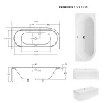 HOPA - Asymetrická vana AVITA - Nožičky k vaně - S nožičkami, Rozměr vany - 170 × 75 cm, Způsob provedení - Pravé VANAVIT170P+OLVPINOZ