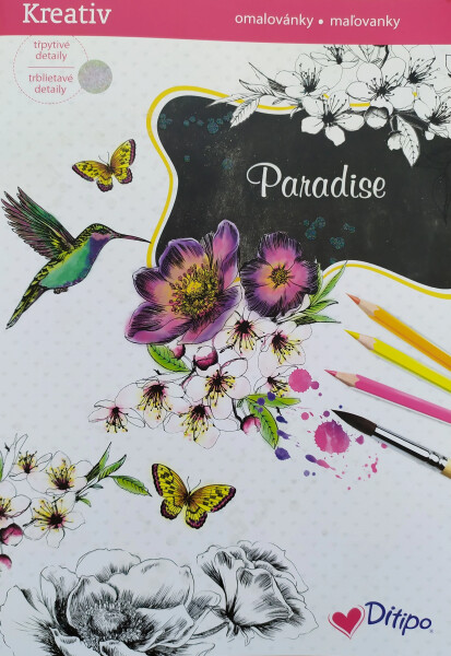 Antistresové omalovánky Ditipo Ditipo, 7230001, Třpytivé malování, Paradise