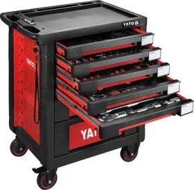 YATO Skříňka dílenská pojízdná s nářadím (165ks) 7 zásuvek / Rozměry 958 x 766 x 465 mm / doprodej (YT-55293)