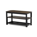 Botník 2 police, MDF dekor staré dřevo, kov - černý matný lak