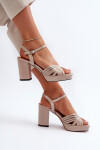 Lakové dámské sandály na podpatku béžové D&A MR38-668 37