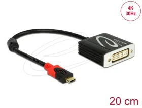 Delock Adaptér USB Type-C (M) - DVI (F) černá / DP Alt Mód / 4K / 30Hz (61213)