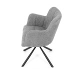 Židle jídelní, šedá látka, černý kov, otočný vratný mechanismus 90°/90° (L/P) - funkce reset