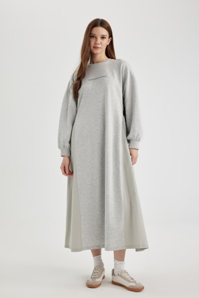 DEFACTO Relax Fit Crewneck Combed Cotton Long Sleeve Dress